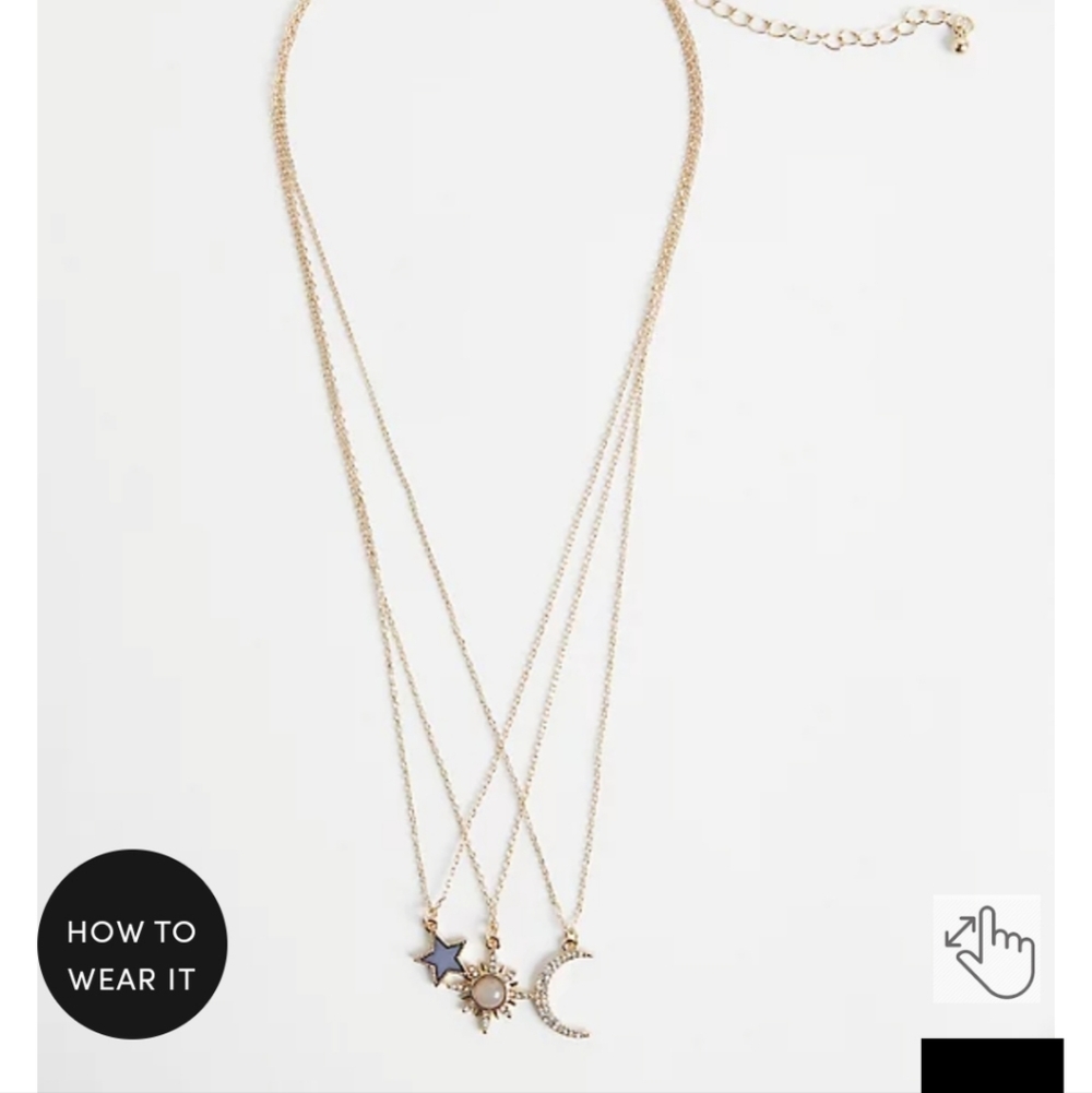 🆕️🌜🌟CELESTIAL LAYERED 3 ROW MOONSTONE NECKLACE - GOLD TONE🌟🌛